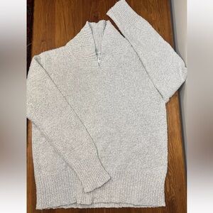 Coldwater Creek Boucle Shawl Collar Sweater Long Sleeve Size S Lt Gray Melange